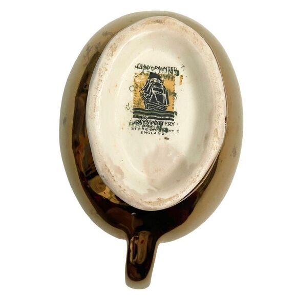 Antique Grays Pottery Made in Stoke-On-Trent England Bronze-Gold Creamer - Picture 4 of 6